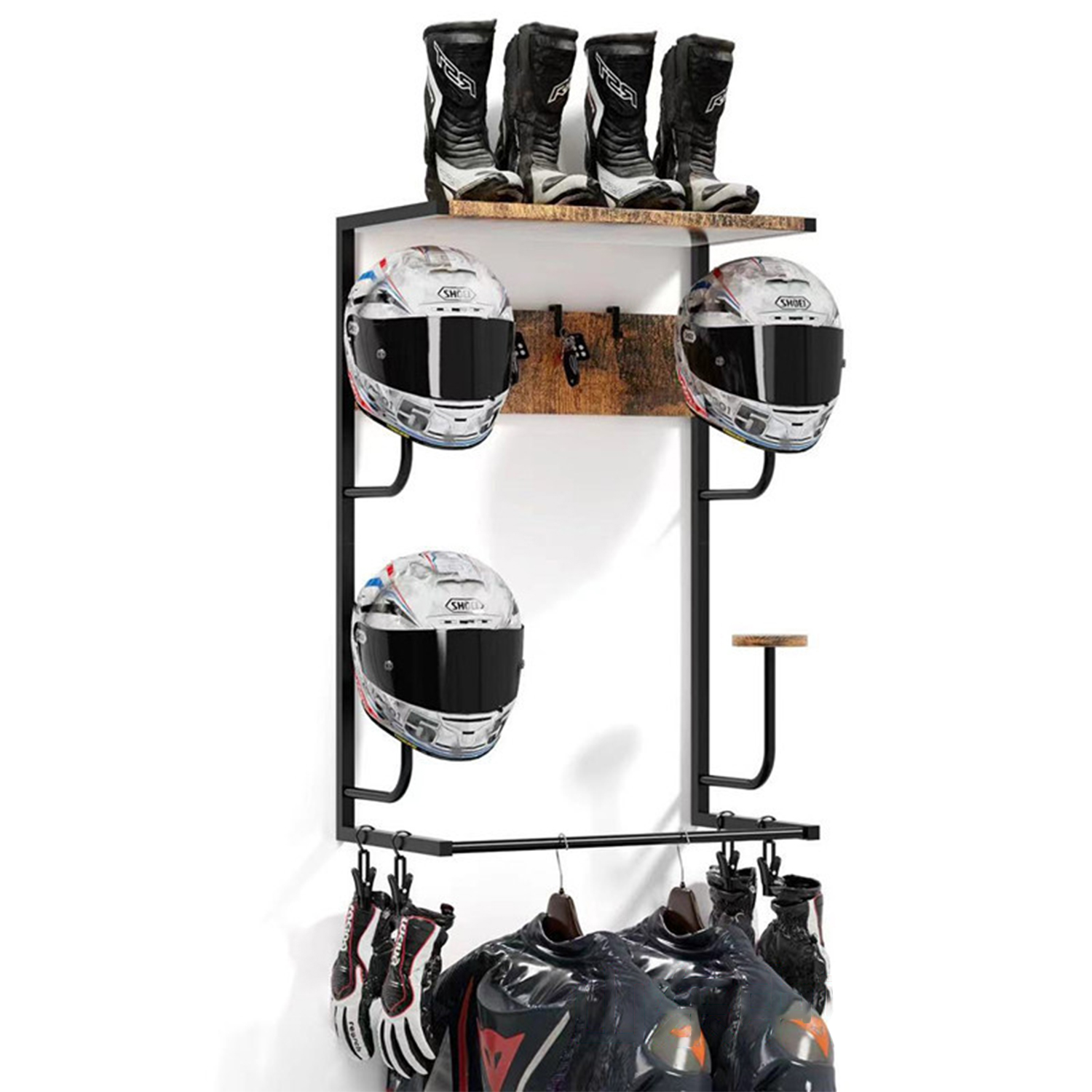 Cycling Gear Organiser - Tempat Helm Sepeda Motor, Rak Terpasang